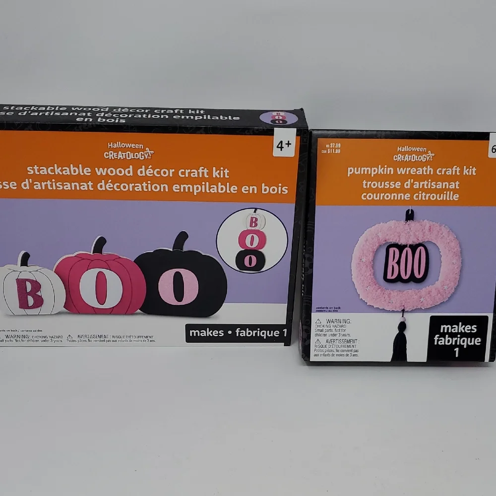 Stackable Table Wood Décor CRAFT Kit - BOO Wreath BUNDLE LOT